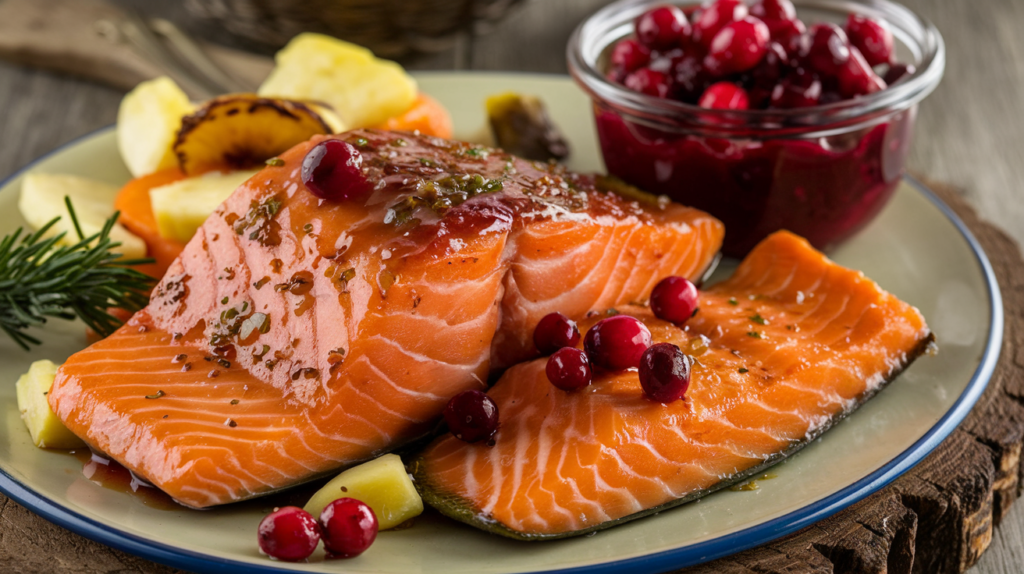 Holiday Glazed Salmon With Cranberry-Pineapple Relish