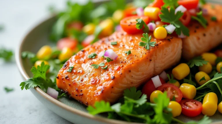 Salmon with Corn & Pepper Salsa Salad