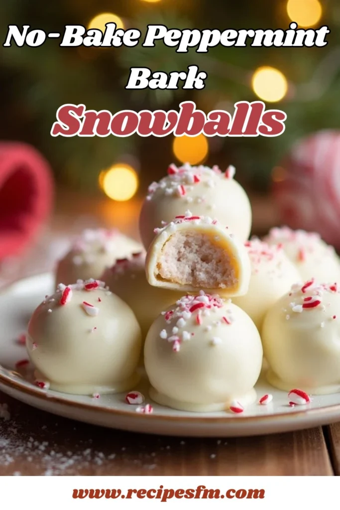 No-Bake Peppermint Bark Snowballs