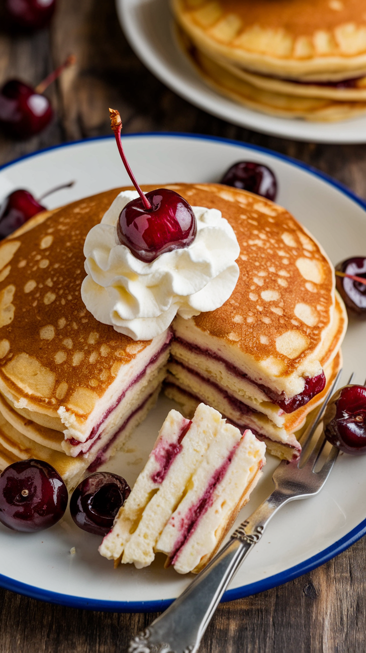 Cherry Cheesecake Pancakes